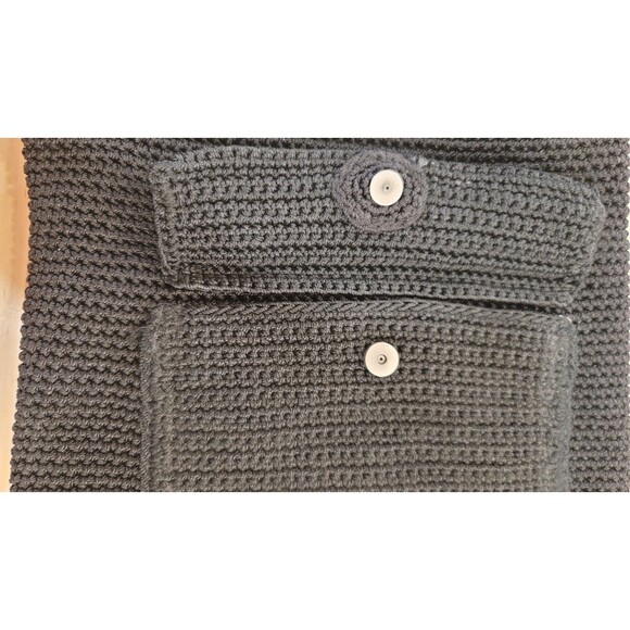The SAK Crochet Shoulder Strap Hobo Bag Purse Knit Boho Zip Black Elliott Lucca - Picture 6 of 10